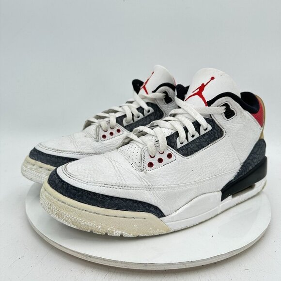 Nike Air Jordan 3 Men Size 12 CZ6431-100 Fire Red Denim Cardinal Training Shoes